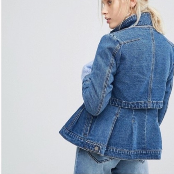 NEW! Current Air Denim Peplum Overlay Jean Jacket Size XS - Picture 3 of 15
